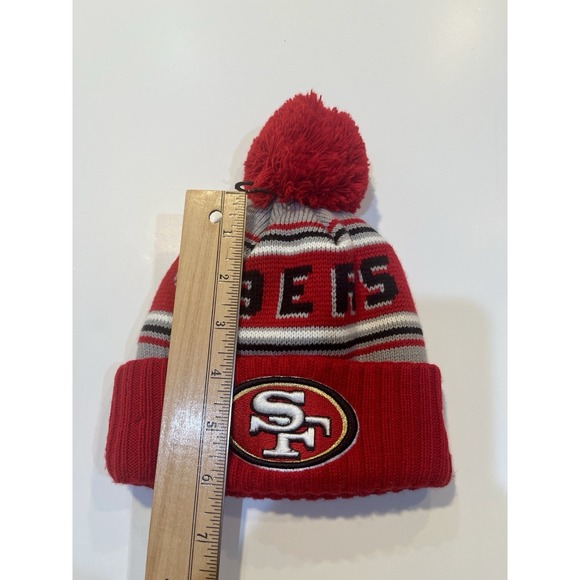 San Francisco 49ers Child Youth Knit Pom Beanie New Era Red NFL Logo Winter Hat - Picture 6 of 9
